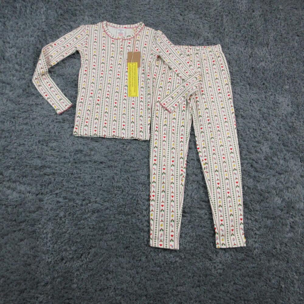 Mini Boden Pants Set Girls 8 Off-White Striped Jersey 2 Piece Holiday Casual NWT